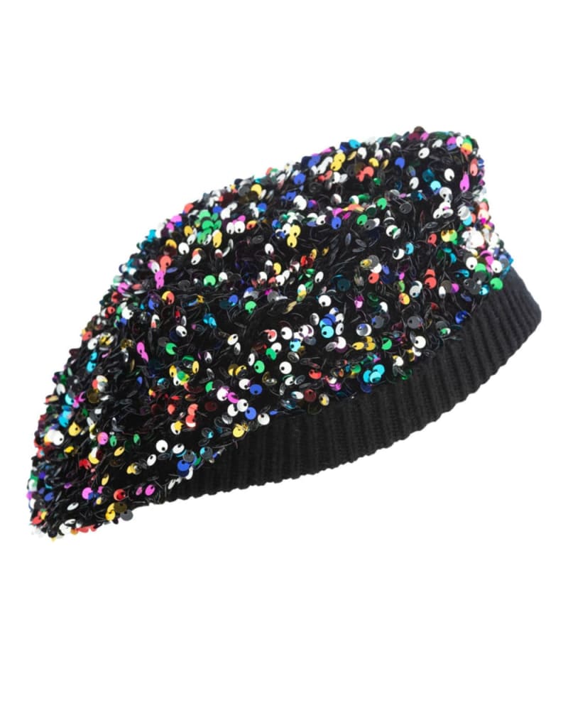Front of a size One Size Fiesta Beret in Black by Shiraleah. | dia_product_style_image_id:307836